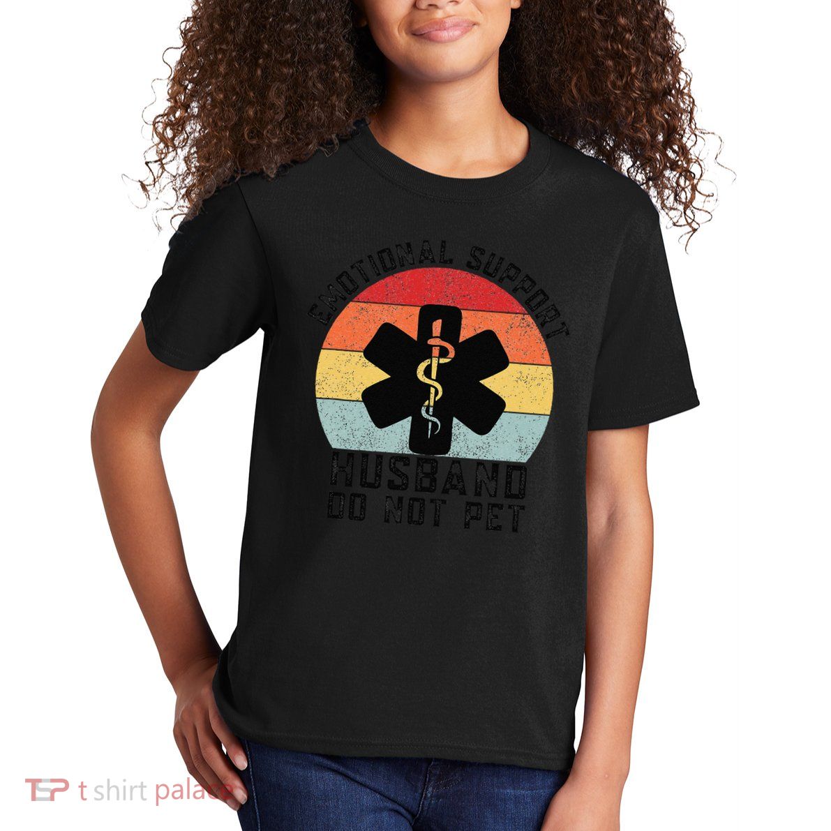 Funny Husband Emotional Support Husband Do Not Pet Kids T-Shirt