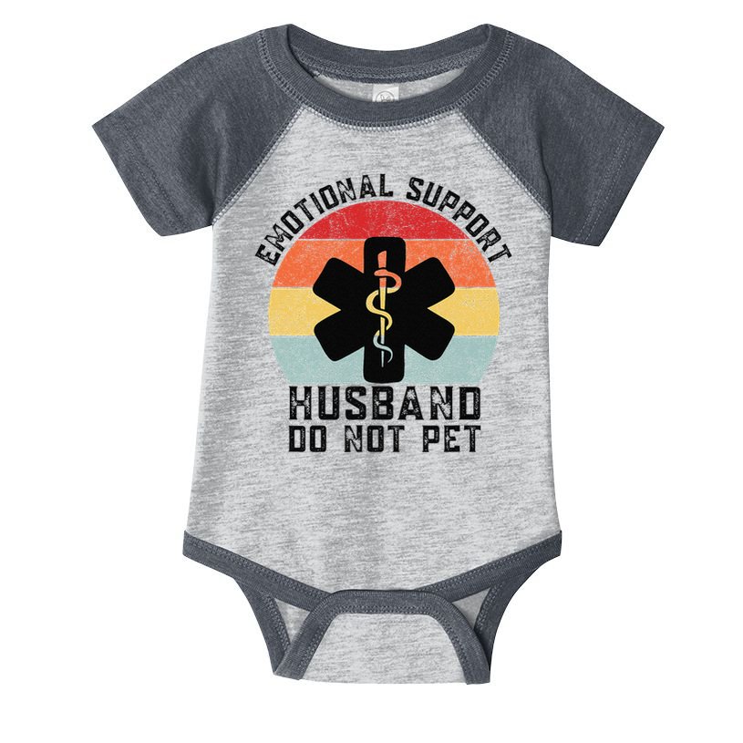 Funny Husband Emotional Support Husband Do Not Pet Infant Baby Jersey Bodysuit