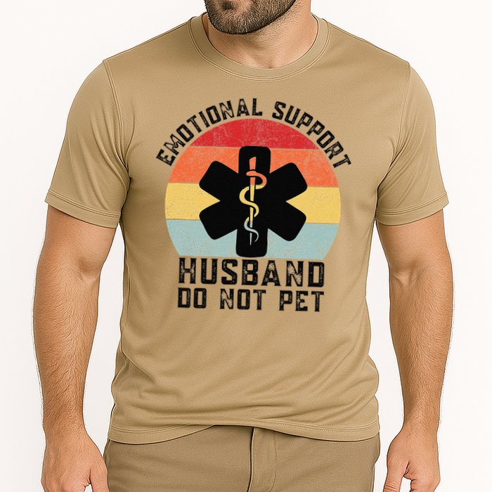 Funny Husband Emotional Support Husband Do Not Pet Cooling Performance Crew T-Shirt