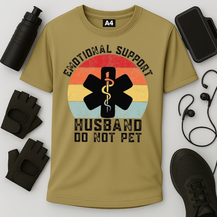Funny Husband Emotional Support Husband Do Not Pet Cooling Performance Crew T-Shirt