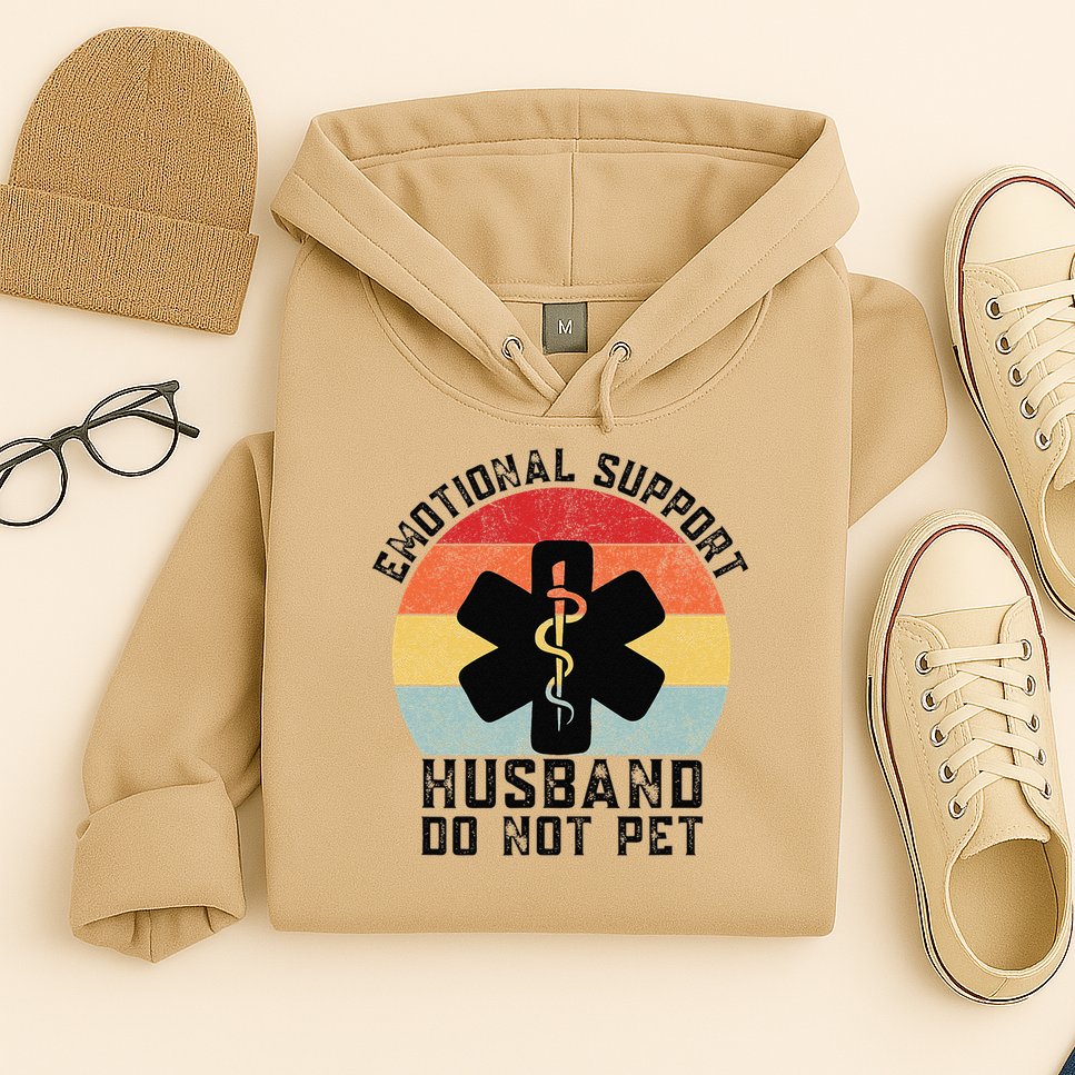 Funny Husband Emotional Support Husband Do Not Pet Hoodie