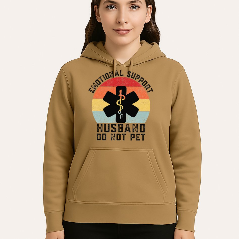 Funny Husband Emotional Support Husband Do Not Pet Hoodie