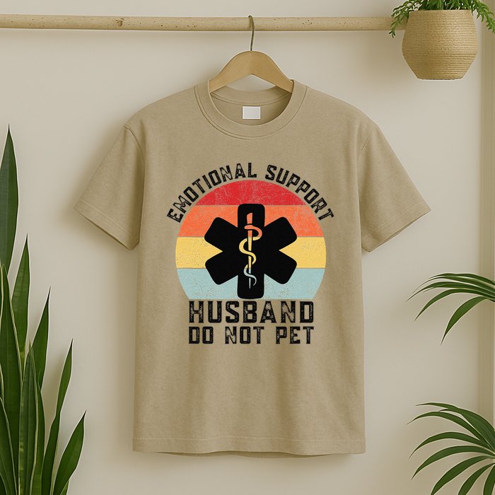 Funny Husband Emotional Support Husband Do Not Pet T-Shirt