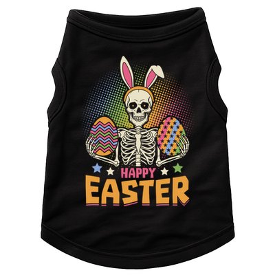 Funny Happy Easter Spooky Skeleton with Bunny Ears Doggie Tank