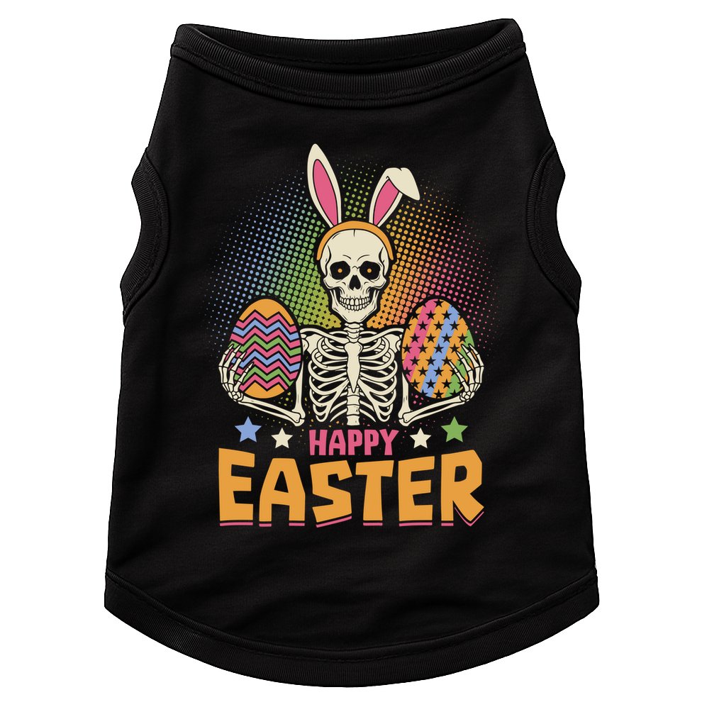 Funny Happy Easter Spooky Skeleton with Bunny Ears Doggie Tank