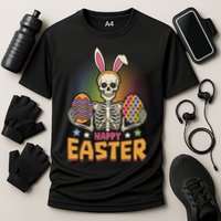 Funny Happy Easter Spooky Skeleton with Bunny Ears Performance Shirt
