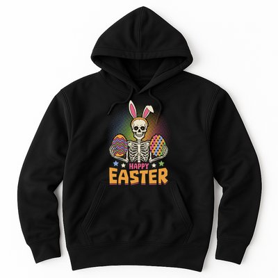 Funny Happy Easter Spooky Skeleton with Bunny Ears Hoodie