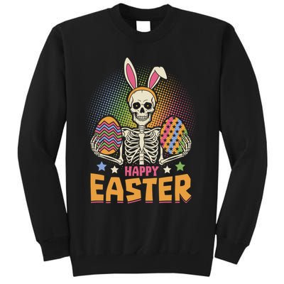 Funny Happy Easter Spooky Skeleton with Bunny Ears Sweatshirt