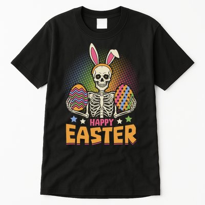 Funny Happy Easter Spooky Skeleton with Bunny Ears Tall T-Shirt