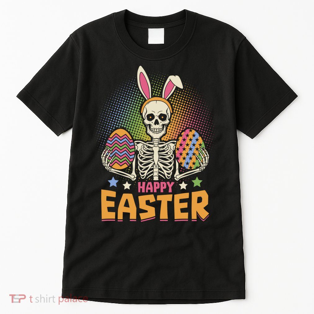 Funny Happy Easter Spooky Skeleton with Bunny Ears Tall T-Shirt