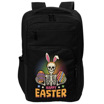 Funny Happy Easter Spooky Skeleton with Bunny Ears Impact Tech Backpack