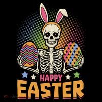 Funny Happy Easter Spooky Skeleton with Bunny Ears Button