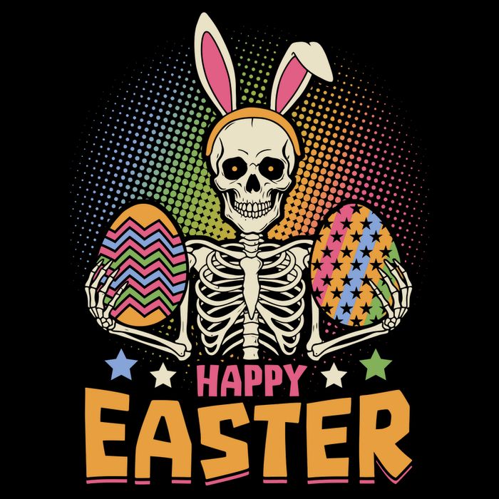 Funny Happy Easter Spooky Skeleton with Bunny Ears Drawstring Bag