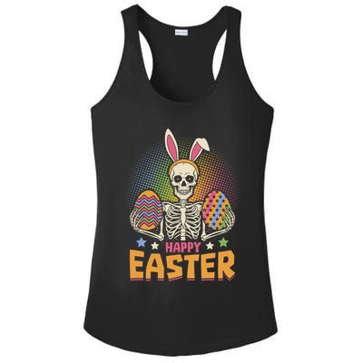 Funny Happy Easter Spooky Skeleton with Bunny Ears Ladies PosiCharge Competitor Racerback Tank