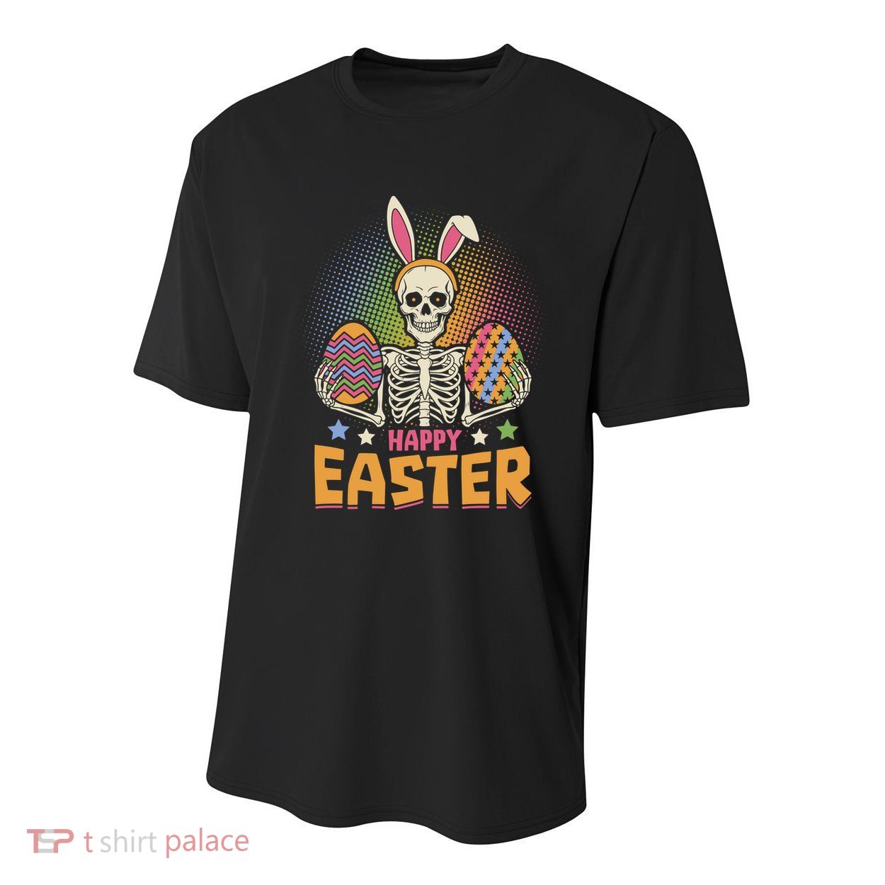 Funny Happy Easter Spooky Skeleton with Bunny Ears Youth Performance Sprint T-Shirt