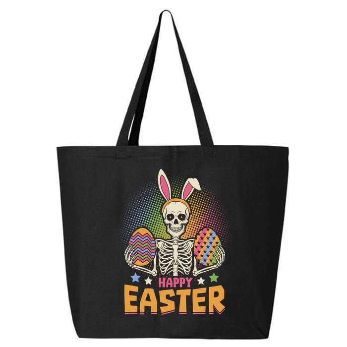Funny Happy Easter Spooky Skeleton with Bunny Ears 25L Jumbo Tote