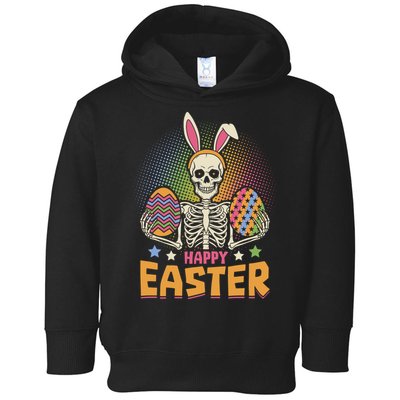 Funny Happy Easter Spooky Skeleton with Bunny Ears Toddler Hoodie