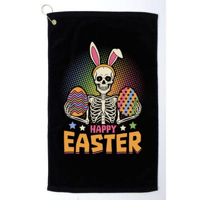 Funny Happy Easter Spooky Skeleton with Bunny Ears Golf Towel