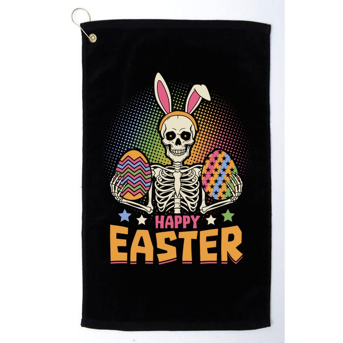 Funny Happy Easter Spooky Skeleton with Bunny Ears Golf Towel