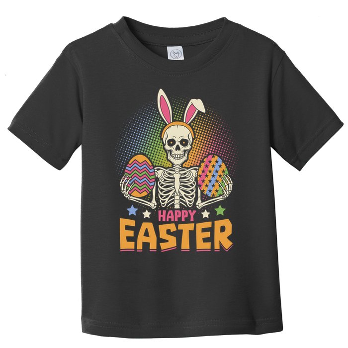 Funny Happy Easter Spooky Skeleton with Bunny Ears Toddler T-Shirt