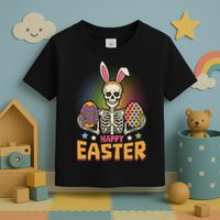 Funny Happy Easter Spooky Skeleton with Bunny Ears Toddler T-Shirt