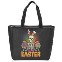 Funny Happy Easter Spooky Skeleton with Bunny Ears Zip Tote Bag