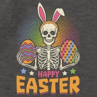 Funny Happy Easter Spooky Skeleton with Bunny Ears Vector Backpack
