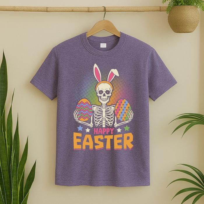 Funny Happy Easter Spooky Skeleton with Bunny Ears T-Shirt