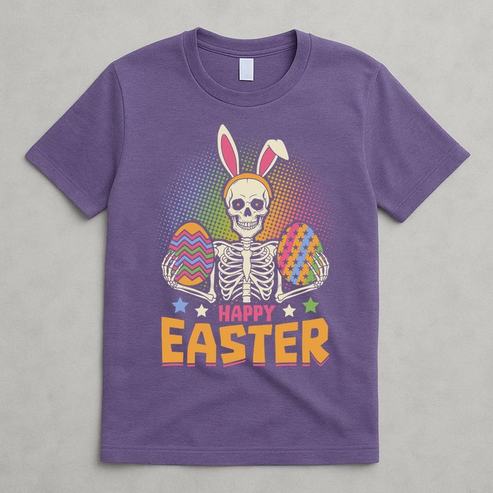 Funny Happy Easter Spooky Skeleton with Bunny Ears T-Shirt