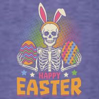 Funny Happy Easter Spooky Skeleton with Bunny Ears Pom Pom 12in Knit Beanie