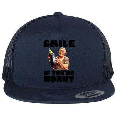 Funny Horny Eggplant Old Lady Inappropriate Embarrassing Flat Bill Trucker Hat