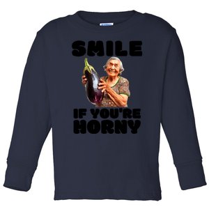 Funny Horny Eggplant Old Lady Inappropriate Embarrassing Toddler Long Sleeve Shirt