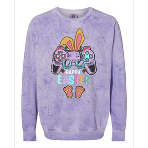 Funny Happy Easter Gamer Bunny Rabbit Controller Colorblast Crewneck Sweatshirt