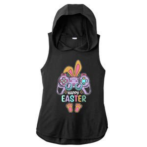 Funny Happy Easter Gamer Bunny Rabbit Controller Ladies PosiCharge Tri-Blend Wicking Draft Hoodie Tank