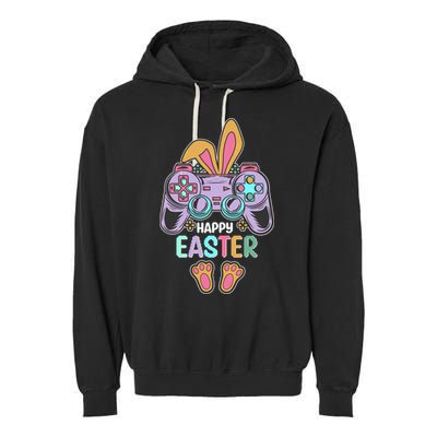 Funny Happy Easter Gamer Bunny Rabbit Controller Garment-Dyed Fleece Hoodie