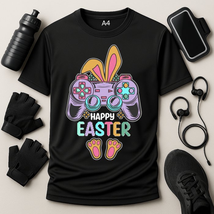 Funny Happy Easter Gamer Bunny Rabbit Controller Performance Shirt