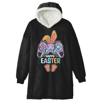 Funny Happy Easter Gamer Bunny Rabbit Controller Hooded Wearable Blanket