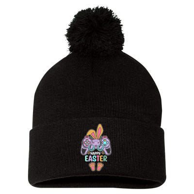 Funny Happy Easter Gamer Bunny Rabbit Controller Pom Pom 12in Knit Beanie