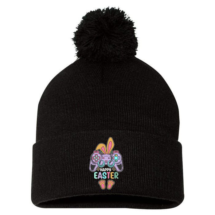 Funny Happy Easter Gamer Bunny Rabbit Controller Pom Pom 12in Knit Beanie