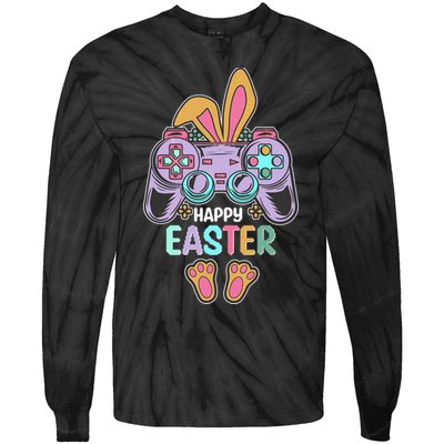 Funny Happy Easter Gamer Bunny Rabbit Controller Tie-Dye Long Sleeve Shirt