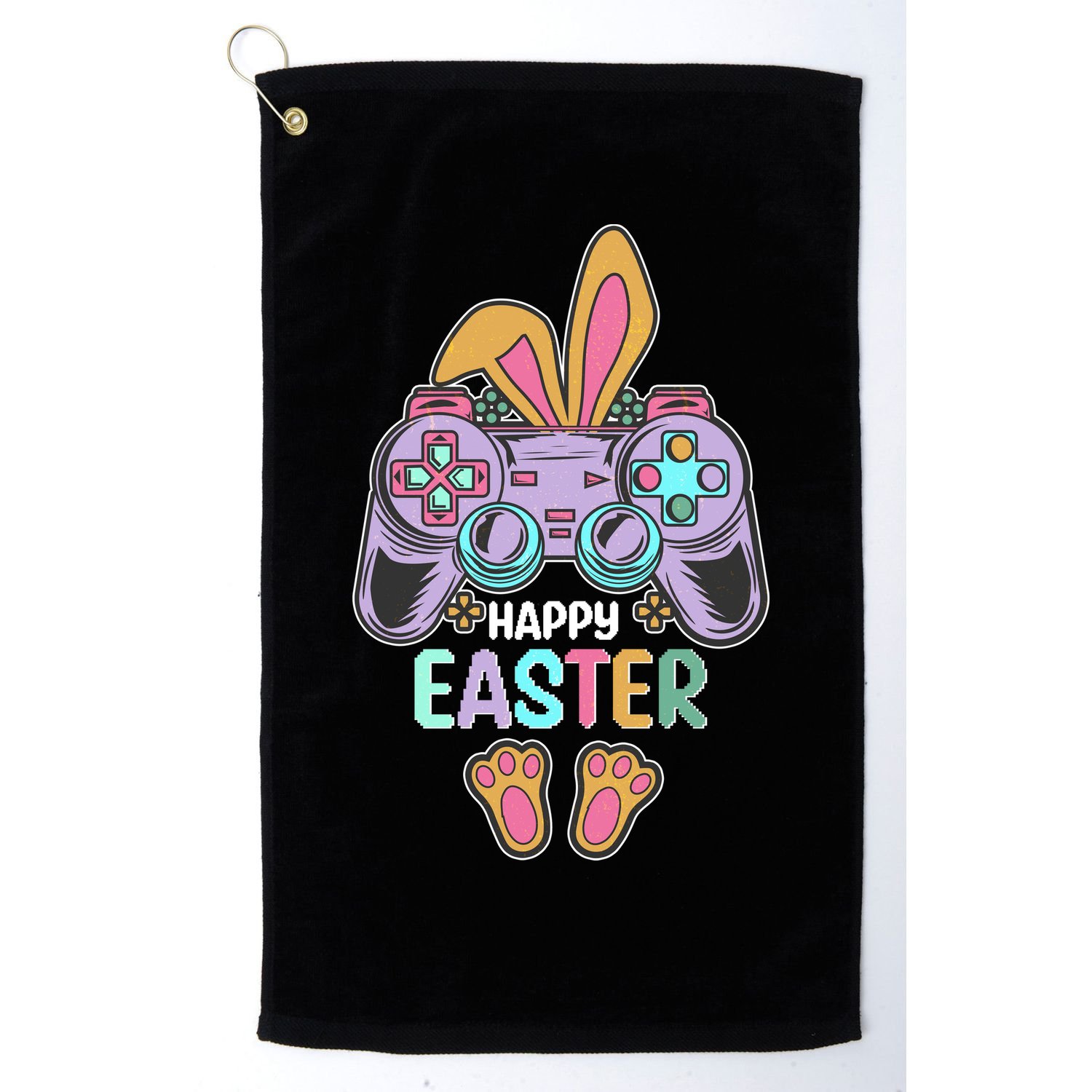 Funny Happy Easter Gamer Bunny Rabbit Controller Golf Towel