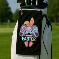 Funny Happy Easter Gamer Bunny Rabbit Controller Golf Towel