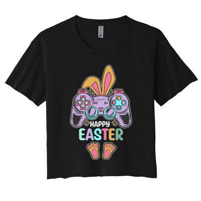 Funny Happy Easter Gamer Bunny Rabbit Controller Crop Top