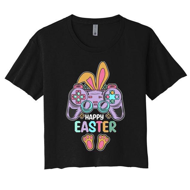 Funny Happy Easter Gamer Bunny Rabbit Controller Crop Top