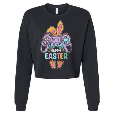 Funny Happy Easter Gamer Bunny Rabbit Controller Cropped Pullover Crew