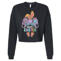 Funny Happy Easter Gamer Bunny Rabbit Controller Cropped Pullover Crew