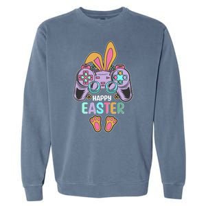 Funny Happy Easter Gamer Bunny Rabbit Controller Garment-Dyed Sweatshirt