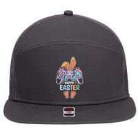 Funny Happy Easter Gamer Bunny Rabbit Controller 7 Panel Mesh Trucker Snapback Hat