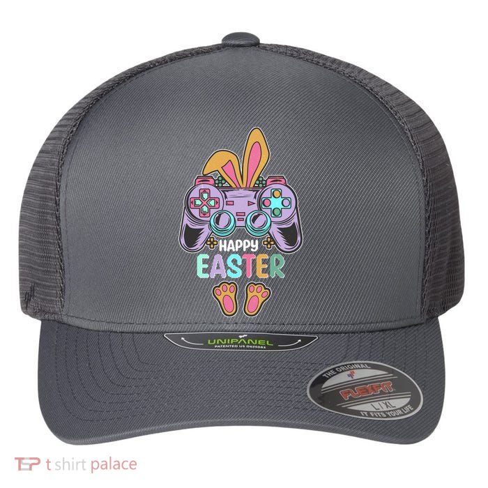 Funny Happy Easter Gamer Bunny Rabbit Controller Flexfit Unipanel Trucker Cap