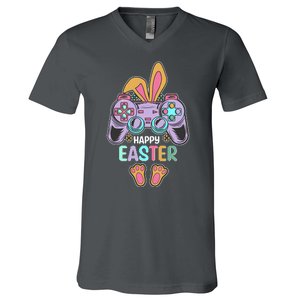 Funny Happy Easter Gamer Bunny Rabbit Controller V-Neck T-Shirt